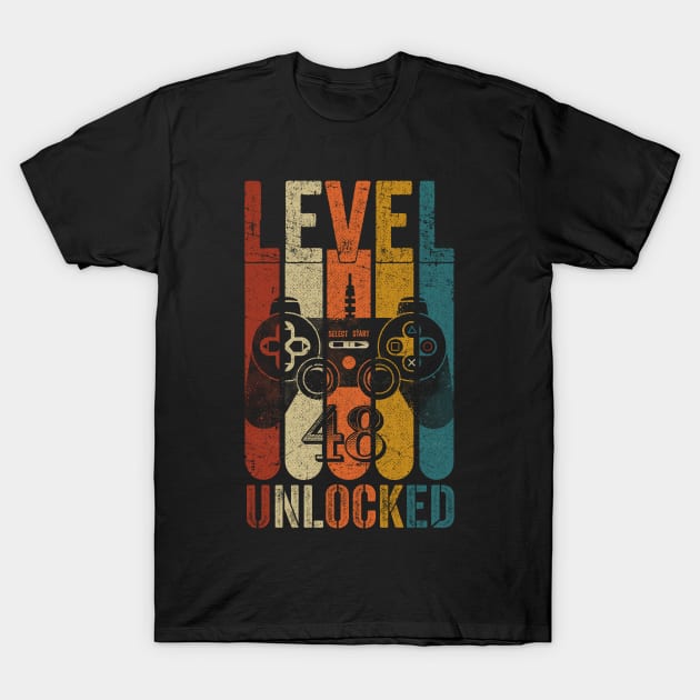 Level 48 Unlocked Awesome Since 1972 - 48th Birthday Gamers T-Shirt by TeeBlade